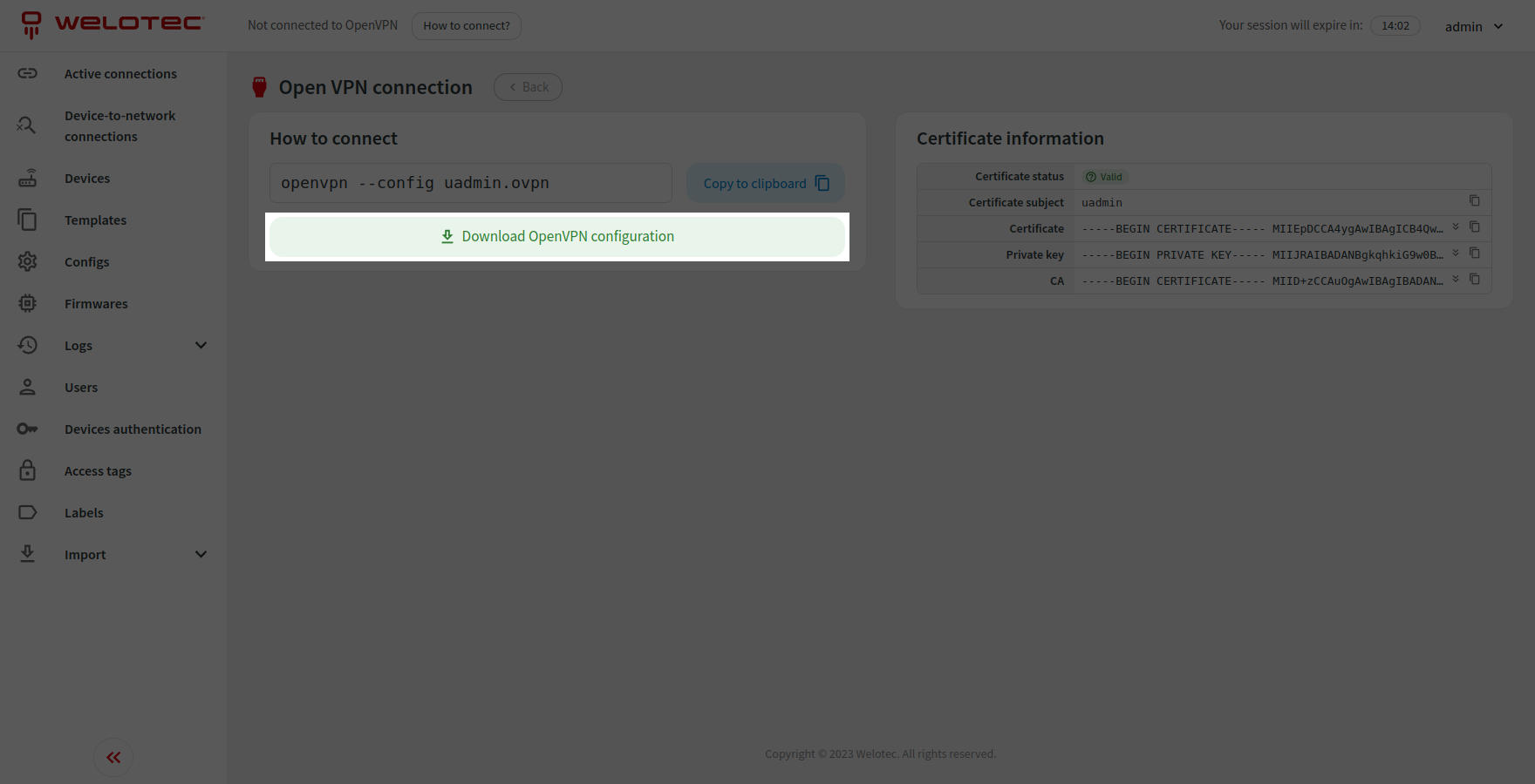 Download OpenVPN configuration